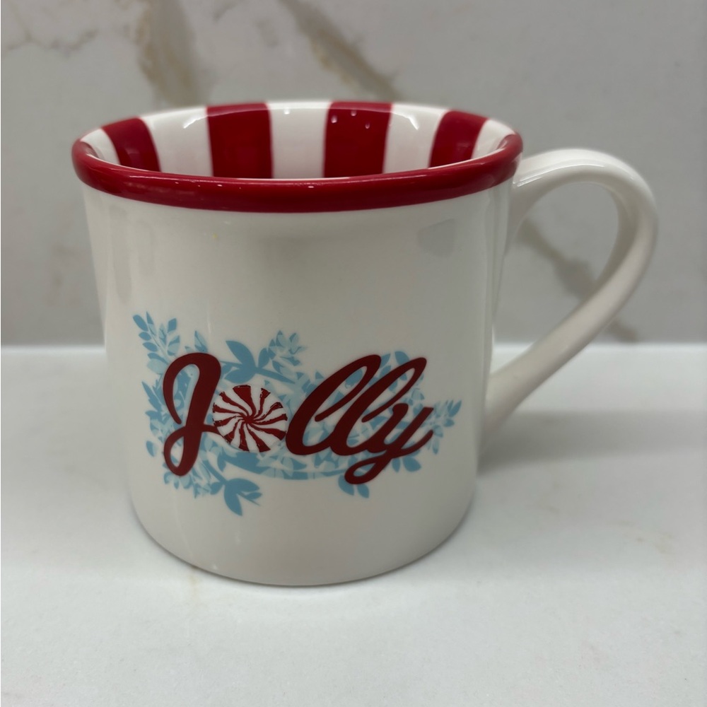 Starbucks Festive Red and White Candy Cane Stripes Holiday Mug 2007